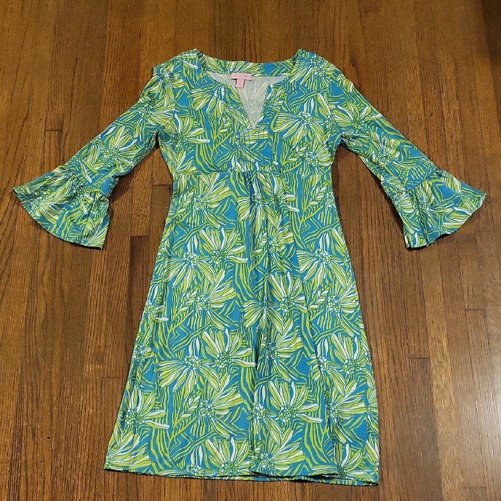 Lilly Pulitzer Blue and Green Tropical Dress